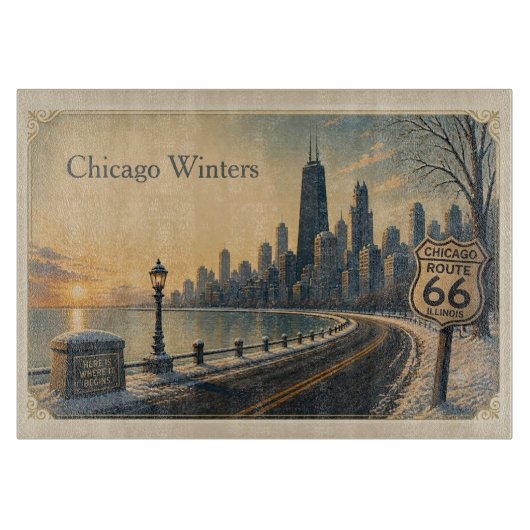 Chicago Winters Route 66 Keukenstijl Snijplank (Voorkant)