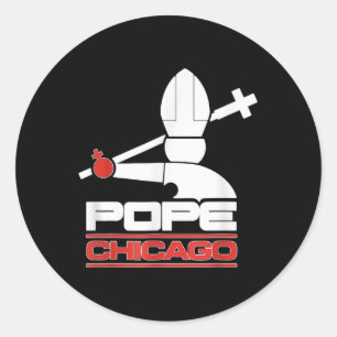 Chicago Witte Cassox Paus Leo T-shirt.png Ronde Sticker
