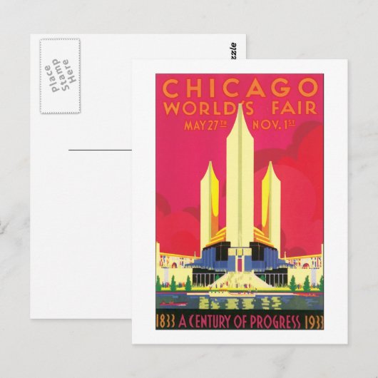 Chicago World's Fair 1833-1933 Briefkaart (Voorkant / Achterkant)