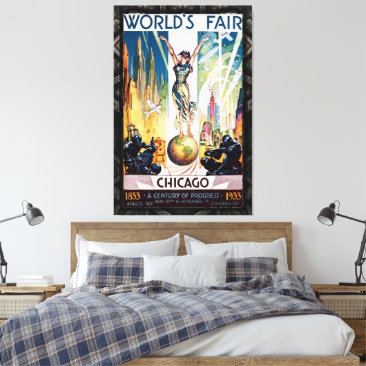 Chicago World's Fair 1933 Canvas Afdruk (Insitu (Slaapkamer))