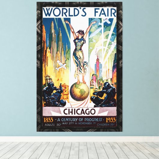Chicago World's Fair 1933 Canvas Afdruk (Insitu (Houten vloer))