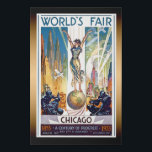 Chicago World's Fair 1933 - Vintage Retro Art Deco Imitatie Canvas Print<br><div class="desc">Prachtige  retro Art Deco poster van de Wereldbeurs van 1933 - een eeuw van vooruitgang,  waarbij een vrouw op de planeet Aarde staat onder skylines,  vliegtuigen en blimps.</div>