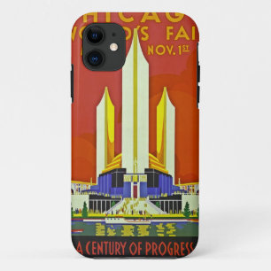 Chicago Worlds Fair 1933 Vintage Travel Poster Art iPhone 11 Hoesje