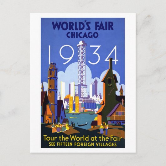  Chicago World's Fair 1934 Briefkaart (Voorkant)