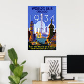 Chicago World's Fair 1934 Vintage Travel Poster (Thuiskantoor)