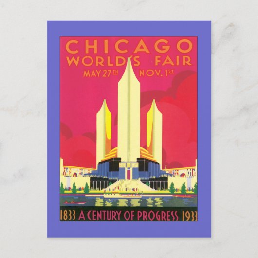  Chicago World's Fair Briefkaart (Voorkant)