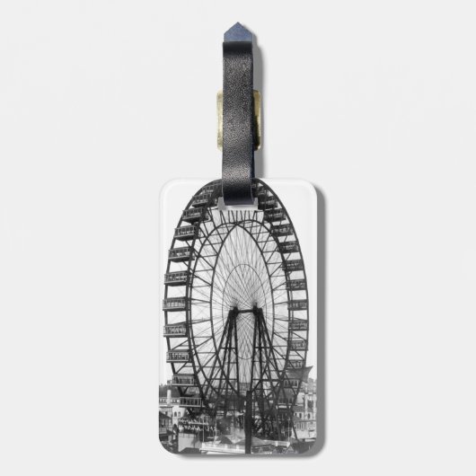 Chicago World's Fair Ferris Wheel  Luggage  Bagagelabel (Achterkant verticaal)