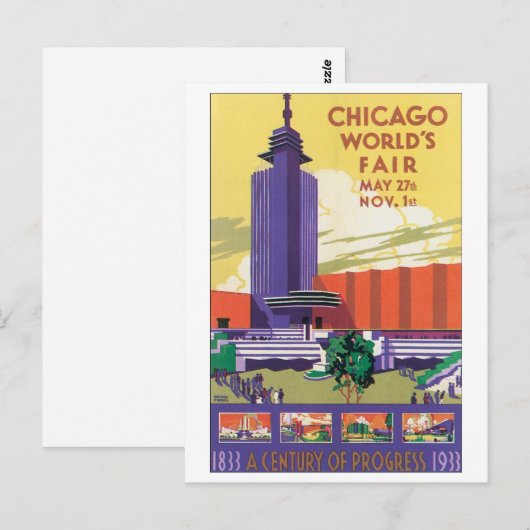 Chicago World's Fair Poster 1933 Briefkaart (Voorkant / Achterkant)