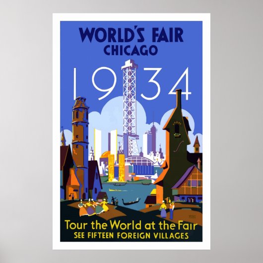  Chicago Worlds Fair Travel poster 1934 (Voorkant)