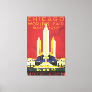 Chicago Worlds Fair Vintage Poster Canvas Afdruk