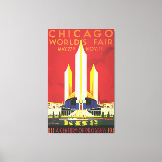 Chicago Worlds Fair Vintage Poster Canvas Afdruk (Voorkant)