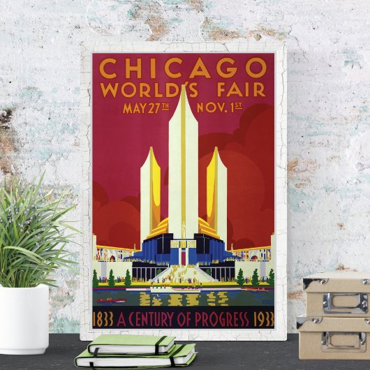 Chicago World's Fair Vintage Travel Poster