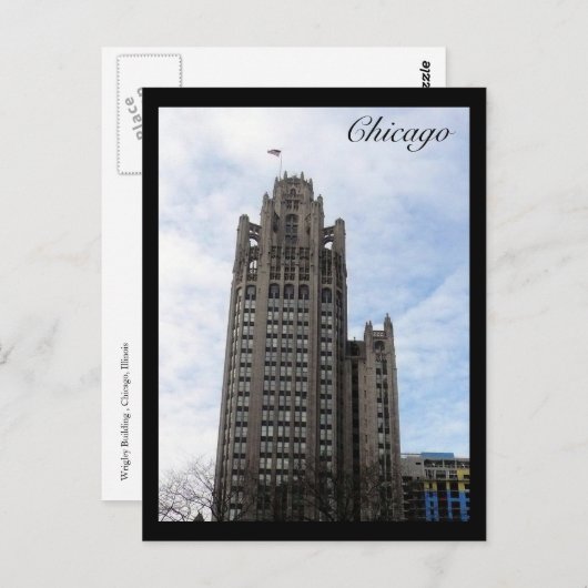 chicago wrigley bldg briefkaart (Voorkant / Achterkant)