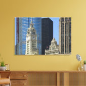 Chicago, Wrigley Building with Trump Hotel & Canvas Afdruk (Insitu (Woonkamer))
