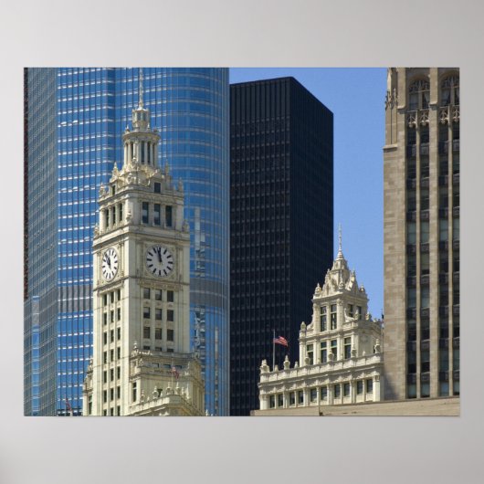 Chicago, Wrigley Building with Trump Hotel & Poster (Voorkant)