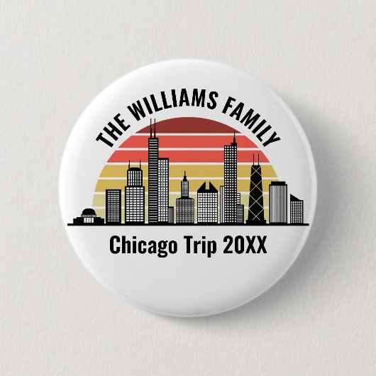 Chicago Zonsondergang Aangepaste Gezinsreis Ronde Button 5,7 Cm (Voorkant)