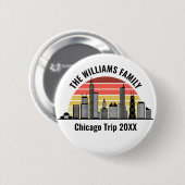 Chicago Zonsondergang Aangepaste Gezinsreis Ronde Button 5,7 Cm (Voorkant /achterkant)