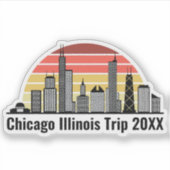 Chicago Zonsondergang Aangepaste Reis Souvenir Lap Sticker (Voorkant)