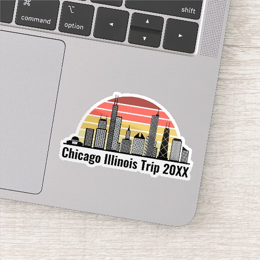 Chicago Zonsondergang Aangepaste Reis Souvenir Lap Sticker (Detail)