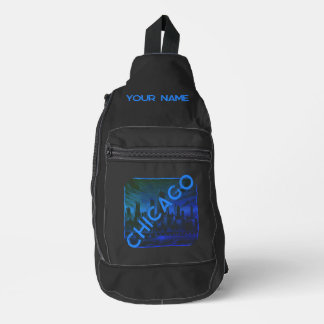Chicago Zwart Blauw Maatwerk Sling Bag