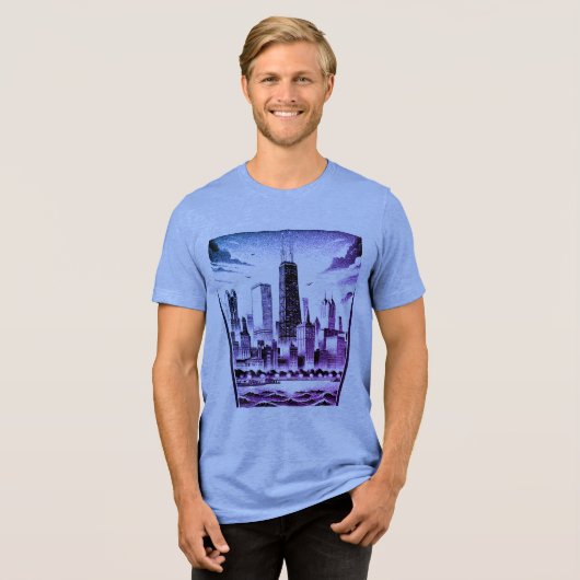 CHICAGO zwart grafisch T-shirt (Voorkant volledig)