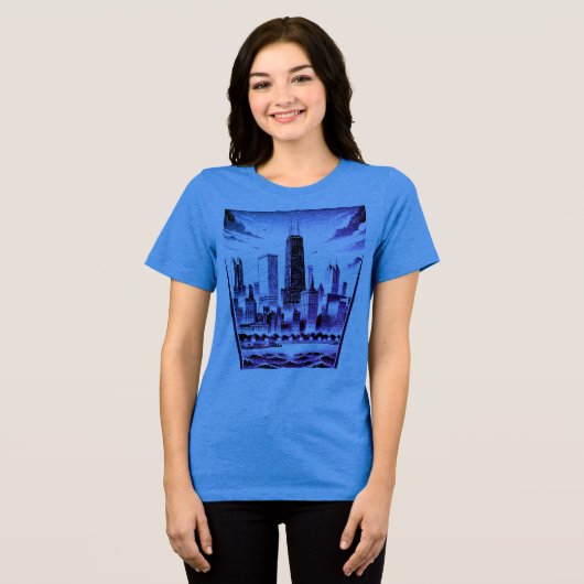 CHICAGO zwart grafisch T-shirt (Voorkant volledig)