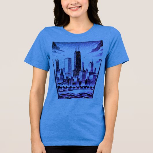 CHICAGO zwart grafisch T-shirt (Voorkant)