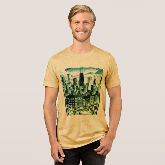 Chicago zwart grafisch T-shirt (Voorkant volledig)