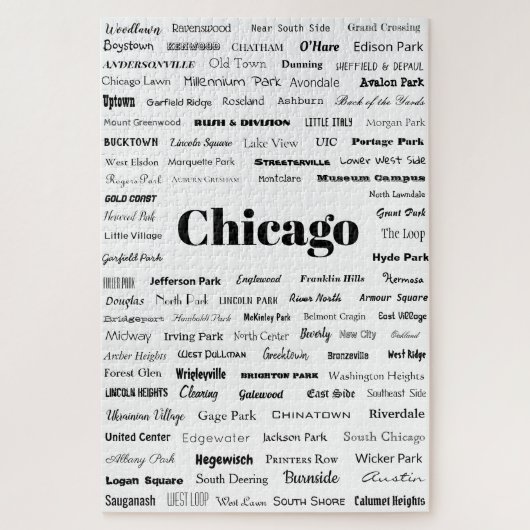 Chicago - zwart op wit legpuzzel (Verticaal)