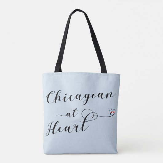 Chicagoan at Heart Grocery Bag, Chicago Tote Bag (Achterkant)