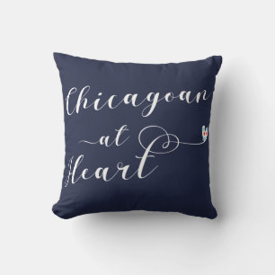 Chicagoan at Heart Throw Cushion, Chicago Kussen