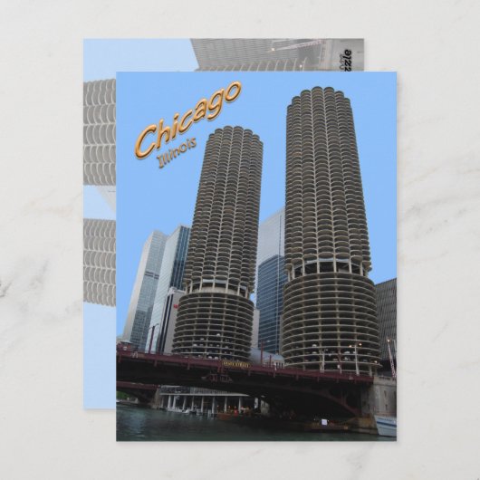 Chicagos Marina Towers Briefkaart (Voorkant / Achterkant)