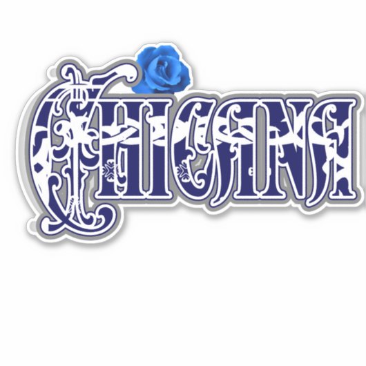 Chicana Blue Roos Sticker (Voorkant)