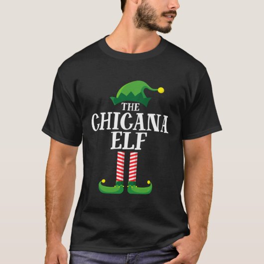 Chicana Elf Matching Family Group Christmas Party  T-shirt (Voorkant)