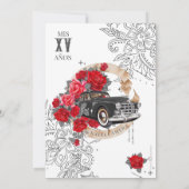 Chicana Lowrider Red Rose Chola Quinceanera Kaart (Achterkant)