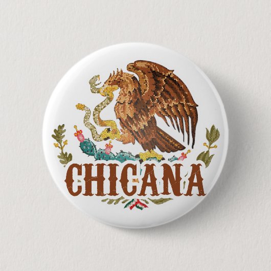 Chicana Mexico Coat of Arms Ronde Button 5,7 Cm (Voorkant)
