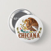 Chicana Mexico Coat of Arms Ronde Button 5,7 Cm (Voorkant /achterkant)