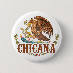 Chicana Mexico Coat of Arms Ronde Button 5,7 Cm