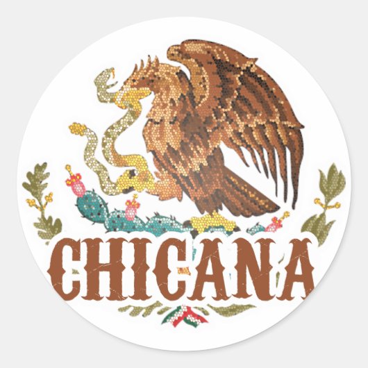 Chicana Mexico-wapen Ronde Sticker (Voorkant)