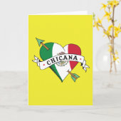 Chicana Tattoo Heart met Mexicaanse vlag Kaart (Gele Bloem)
