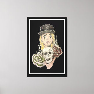Chicano Art Zwart Canvas Art Print