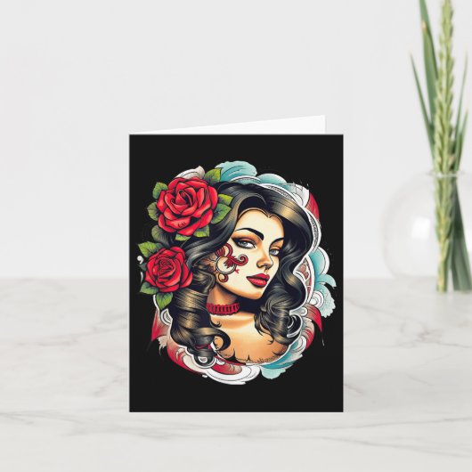 Chicano Chicana La Raza Barrio Tattoo Kunst Dood Kaart (Voorkant)