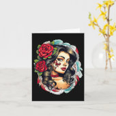 Chicano Chicana La Raza Barrio Tattoo Kunst Dood Kaart (Gele Bloem)