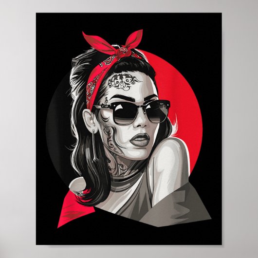 Chicano Chicana La Raza Barrio Tattoo Kunst Dood _ Poster (Voorkant)