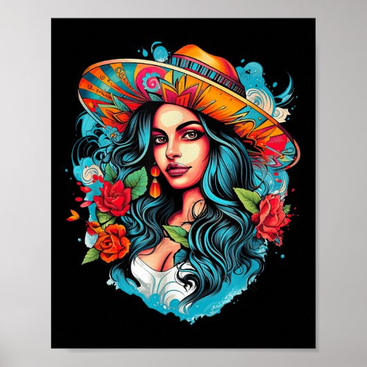 Chicano Chicana La Raza Barrio Tattoo Kunst Dood _ Poster (Voorkant)