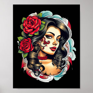 Chicano Chicana La Raza Barrio Tattoo Kunst Dood Poster