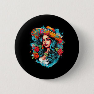 Chicano Chicana La Raza Barrio Tattoo Kunst Dood _ Ronde Button 5,7 Cm