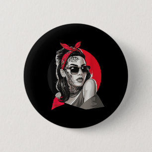 Chicano Chicana La Raza Barrio Tattoo Kunst Dood _ Ronde Button 5,7 Cm