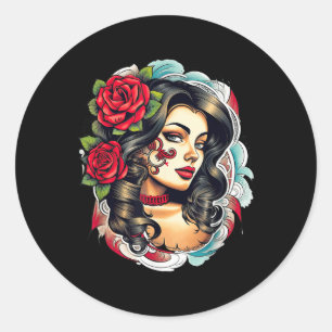 Chicano Chicana La Raza Barrio Tattoo Kunst Dood Ronde Sticker