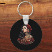 Chicano Chicana La Raza Barrio Tattoo Kunst Dood _ Sleutelhanger (Voorkant)